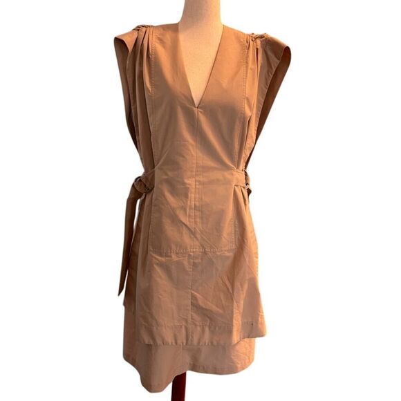 NWT 3.1 Phillip Lim V-Neck Side-Tie Cotton Poplin Dress 2 Pockets Unique 2 $650- - Picture 1 of 7